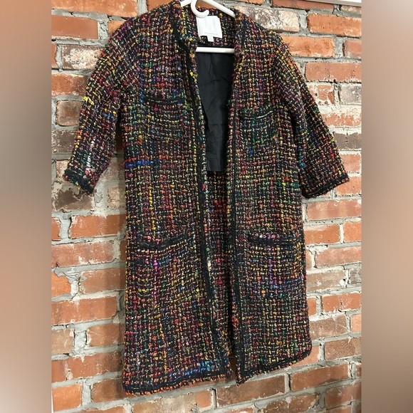 Anthropologie Ett Twa Multicolor Tweed Women's Coat Size XS - Picture 7 of 16